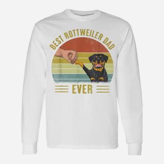 Mens Best Rottweiler Dad Ever Fist Bump Rottie Dog Father's Day Unisex Long Sleeve | Crazezy