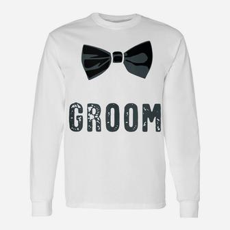 Mens Bow Tie Groom Bachelor Party Unisex Long Sleeve | Crazezy