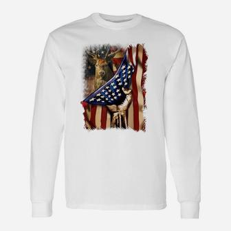 Mens Deer Hunting Father's Day American Flag Hunters 4Th Of July Unisex Long Sleeve | Crazezy CA