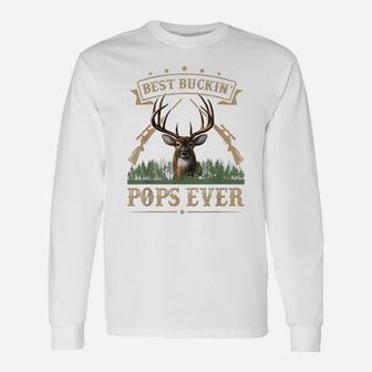 Mens Fathers Day Best Buckin' Pops Ever Deer Hunting Bucking Unisex Long Sleeve | Crazezy