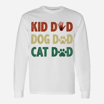 Mens Funny Kid Dog Cat Dad Cool Father's Day Fur Papa Pet Owner Unisex Long Sleeve | Crazezy UK