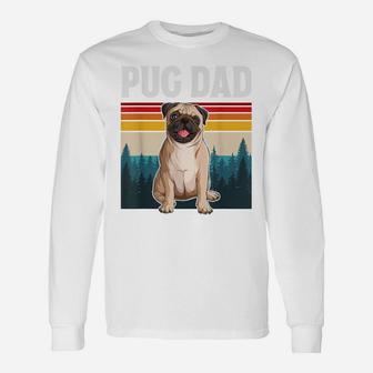 Mens Funny Pug Dad - Vintage Retro Pug Dog Lover Unisex Long Sleeve | Crazezy