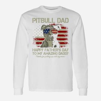 Mens Happy Father's Day To My Amazing Daddy Pitbull Dad Unisex Long Sleeve | Crazezy