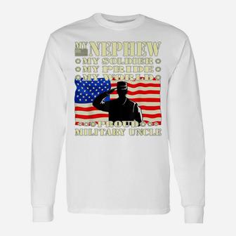Mens My Nephew My Soldier Hero Proud Military Uncle Army Family Unisex Long Sleeve | Crazezy DE