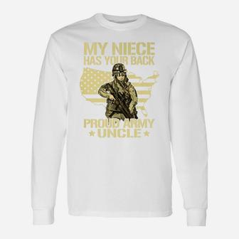 Mens My Niece Has Your Back - Proud Army Uncle Military Family Unisex Long Sleeve | Crazezy UK