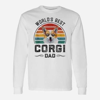 Mens World's Best Corgi Dad Vintage Dog Dad Unisex Long Sleeve | Crazezy