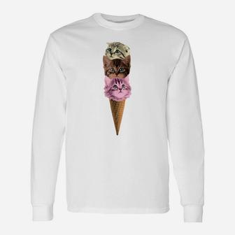 Meow-Scream Ice Cream Cone Kitten Pun Graphic Unisex Long Sleeve | Crazezy DE