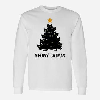 Merry Catmas Xmas Gift Meowy Catmas Funny Cat Christmas Sweatshirt Unisex Long Sleeve | Crazezy CA