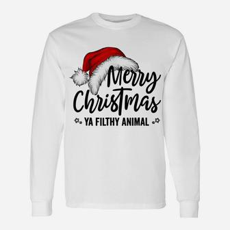 Merry Christmas Animal Filthy Ya Funny Santa Hat Unisex Long Sleeve | Crazezy AU