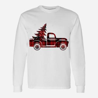 Merry Christmas Buffalo Truck Tree Red Plaid For Men Women Unisex Long Sleeve | Crazezy DE