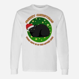 Merry Christmas Your Gift Is In The Litter Box Cat Xmas Sweatshirt Unisex Long Sleeve | Crazezy