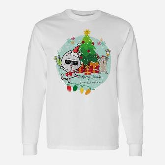 Merry Drunk I'm Christmas - Funny Drinking Cats Party Sweatshirt Unisex Long Sleeve | Crazezy CA