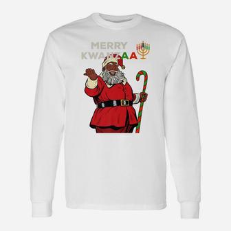 Merry Kwanzaa Santa Black Christmas African American Unisex Long Sleeve | Crazezy