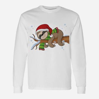 Merry Slothmas Cute Sloth Wear Santa Hat Cute Christmas Gift Unisex Long Sleeve | Crazezy AU