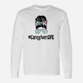 Messy Bun Caregiver Long Sleeve T-Shirt - Thegiftio UK