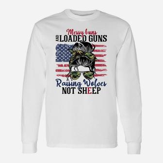 Messy Buns And Loaded G-Uns Raising Wolves Not Sheep Women Sweatshirt Unisex Long Sleeve | Crazezy