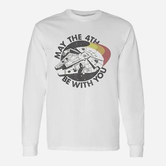 Millennium Falcon May The 4Th Be With You Retro Unisex Long Sleeve | Crazezy