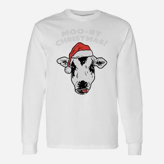 Moory Christmas Cow Moo Funny Farm Animal Xmas Farmer Gift Sweatshirt Unisex Long Sleeve | Crazezy AU