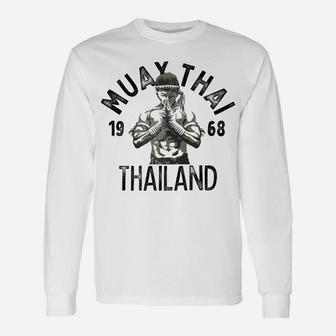 Muay Thai Thailand Vintage Tiger Fighter Training Gift Unisex Long Sleeve | Crazezy CA