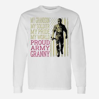 My Grandson My Soldier Hero Proud Army Granny Shirt Gift Unisex Long Sleeve | Crazezy