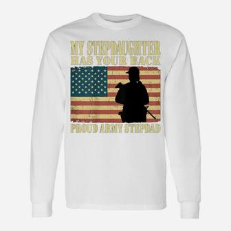 My Stepdaughter Has Your Back Proud Army Stepdad Shirt Gifts Unisex Long Sleeve | Crazezy DE