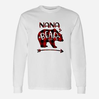 Nana Bear Red N Black Buffalo Plaid Bear Heart Unisex Long Sleeve | Crazezy DE