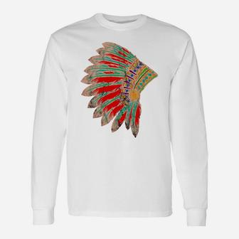 Native American Indian Tribes Feather Headdress Pride Chief Unisex Long Sleeve | Crazezy