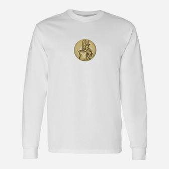 Netsuke Of Rabbit Stirring Elixir Ivory Japanese Art Long Sleeve T-Shirt - Thegiftio