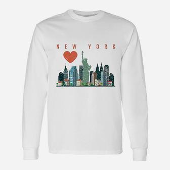 New York City Skyline Long Sleeve T-Shirt - Thegiftio UK