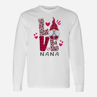 Nn Love Leopard Plaid Gnome Nana Valentines Day Costume Unisex Long Sleeve | Crazezy CA