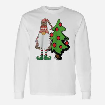 Nordic Gnome Christmas Tree Tomte Nisse Holiday Cute Raglan Baseball Tee Unisex Long Sleeve | Crazezy