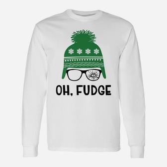 Oh Fudge Funny Christmas Saying, Vintage Xmas Unisex Long Sleeve | Crazezy DE