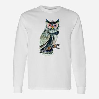 Owl Floral Folk Art Unisex Long Sleeve | Crazezy DE