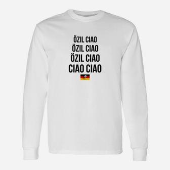 Özil Ciao-Print Fanshirt mit Deutschlandflagge – Weiß Langarmshirts - Seseable