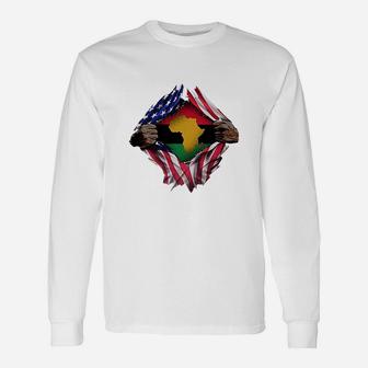 Pan-africanism Blood Inside Me South African American Flag Long Sleeve T-Shirt - Thegiftio