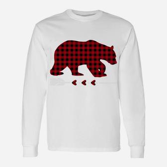 Papa Bear Christmas Pajama Red Plaid Buffalo Family Gift Unisex Long Sleeve | Crazezy