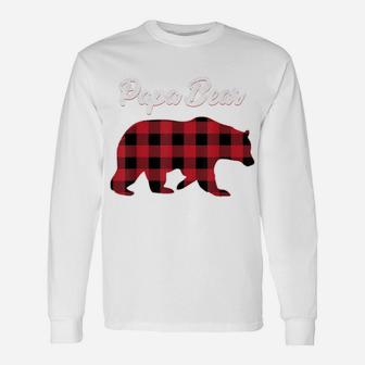 Papa Bear Christmas Pajama Red Plaid Buffalo Family Gift Unisex Long Sleeve | Crazezy UK
