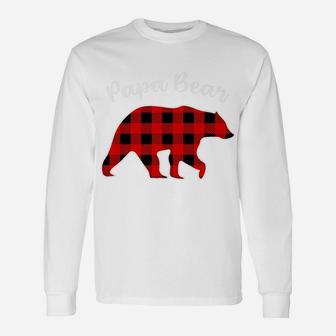 Papa Bear Red Plaid Buffalo Family Christmas Pajama Gift Unisex Long Sleeve | Crazezy AU