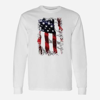 Patriotic American Flag Baseball Unisex Long Sleeve | Crazezy CA