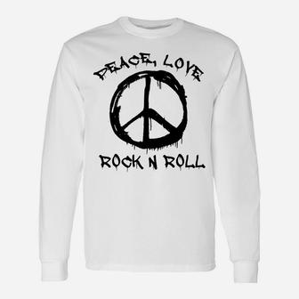 Peace Love And Rock And Roll Saying Rocker Motif Unisex Long Sleeve | Crazezy UK