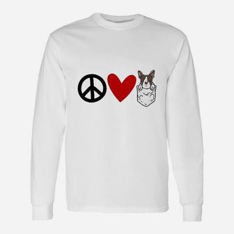 Peace Love Boston Terrier Unisex Long Sleeve | Crazezy