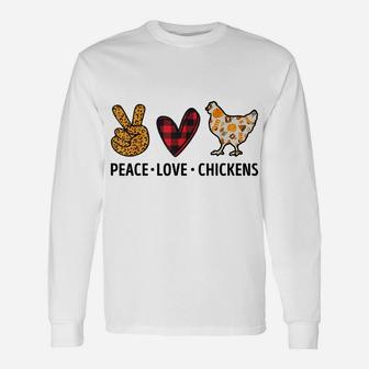 Peace Love Chickens Funny Quote For Chicken Lover Unisex Long Sleeve | Crazezy DE