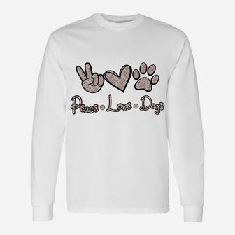 Peace Love Dogs Flowers Lover Puppy Paw Dog Funny Dog Lover Unisex Long Sleeve | Crazezy