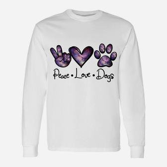 Peace Love Dogs Lover Puppy Paw Dog Funny Dog Lover Unisex Long Sleeve | Crazezy