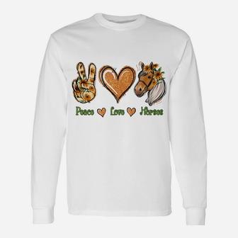 Peace Love Horse Floral Horse Riding Horse Lover Gift Unisex Long Sleeve | Crazezy