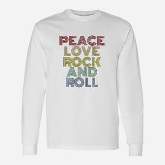 Peace Love Rock And Roll Distressed Rock Concert Long Sleeve T-Shirt - Thegiftio