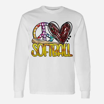 Peace Love Softball Funny Sport Sporty Activities Unisex Long Sleeve | Crazezy CA