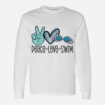 Peace Love Swim Funny Swimming Googles Swimmer Unisex Long Sleeve | Crazezy