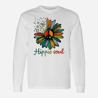 Peace Sign Hippie Soul Tshirt Flower Lovers Gifts Unisex Long Sleeve | Crazezy UK