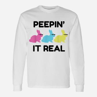 Peepin It Real Clothing Easter Egg Hunting Bunny Lover Gift Unisex Long Sleeve | Crazezy AU